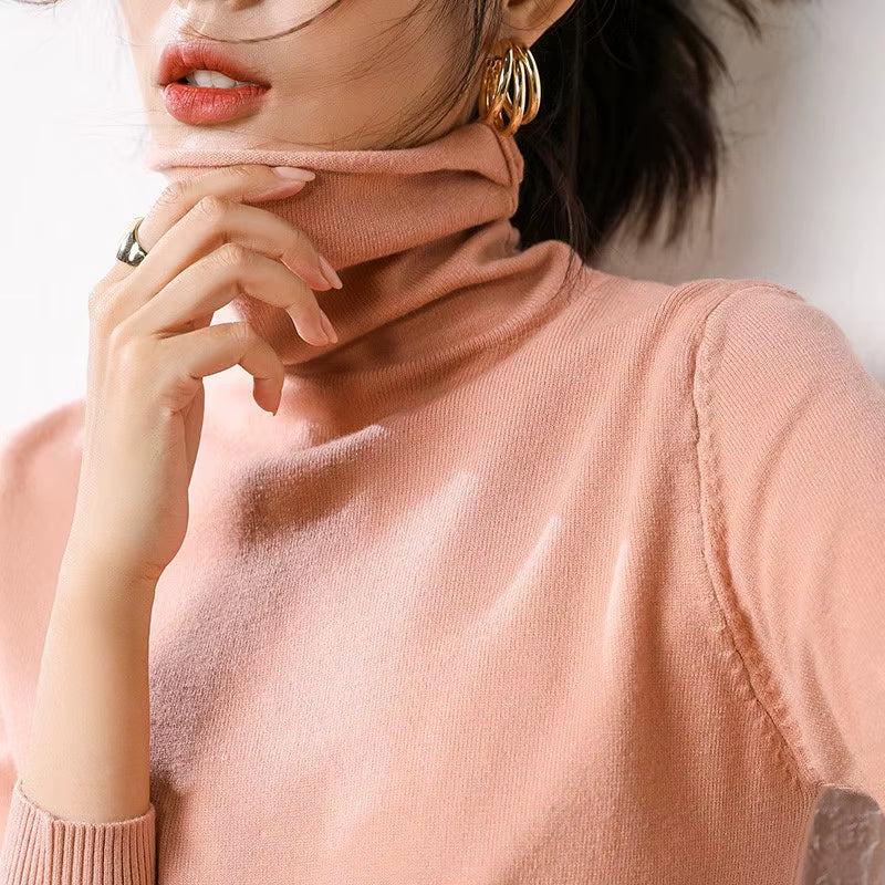 2025 Autumn Winter New Sweater Women Turtleneck Sweater Knitted Pullover Female Sweater Casual Solid Sweaters Top Кофта Женская