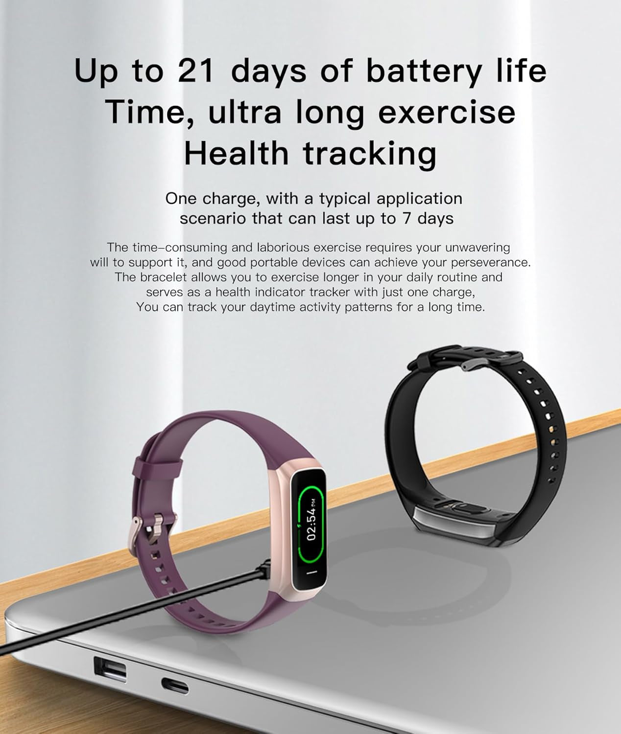 Health and Fitness Tracker for Men and Women - AMOLED Display, Slim Design, 25 Sports Modes, Heart Rate and Blood Pressure Monitor, Alarm, Stopwatch, Timer, Calorie Tracker, IP68 Waterproof