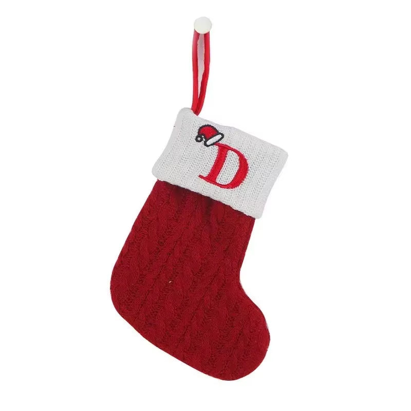 Christmas Alphabet Knitting Socks Christmas Tree Ornaments Christmas Decorations for Home 2025 Noel New Year 2026 Xmas Gift