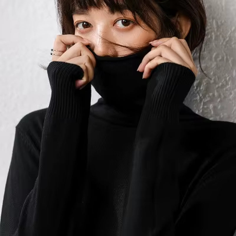 2025 Autumn Winter New Sweater Women Turtleneck Sweater Knitted Pullover Female Sweater Casual Solid Sweaters Top Кофта Женская