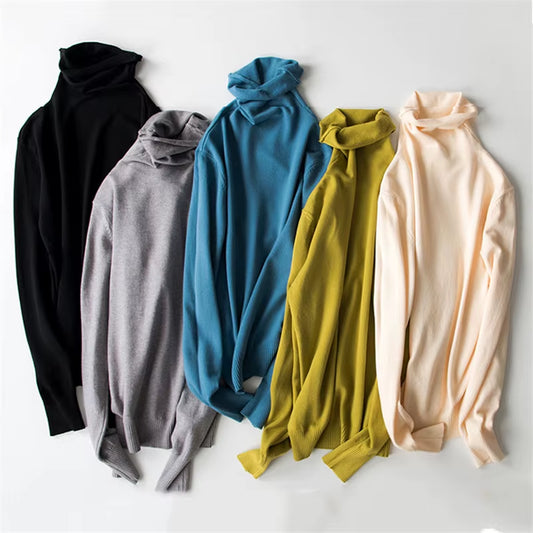 2025 Autumn Winter New Sweater Women Turtleneck Sweater Knitted Pullover Female Sweater Casual Solid Sweaters Top Кофта Женская