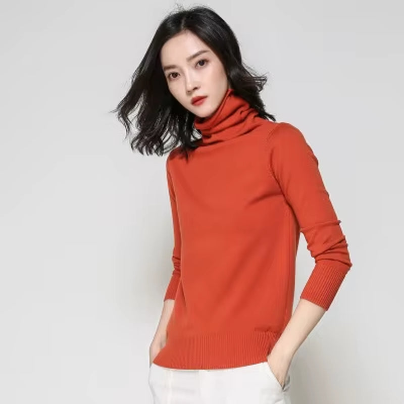2025 Autumn Winter New Sweater Women Turtleneck Sweater Knitted Pullover Female Sweater Casual Solid Sweaters Top Кофта Женская