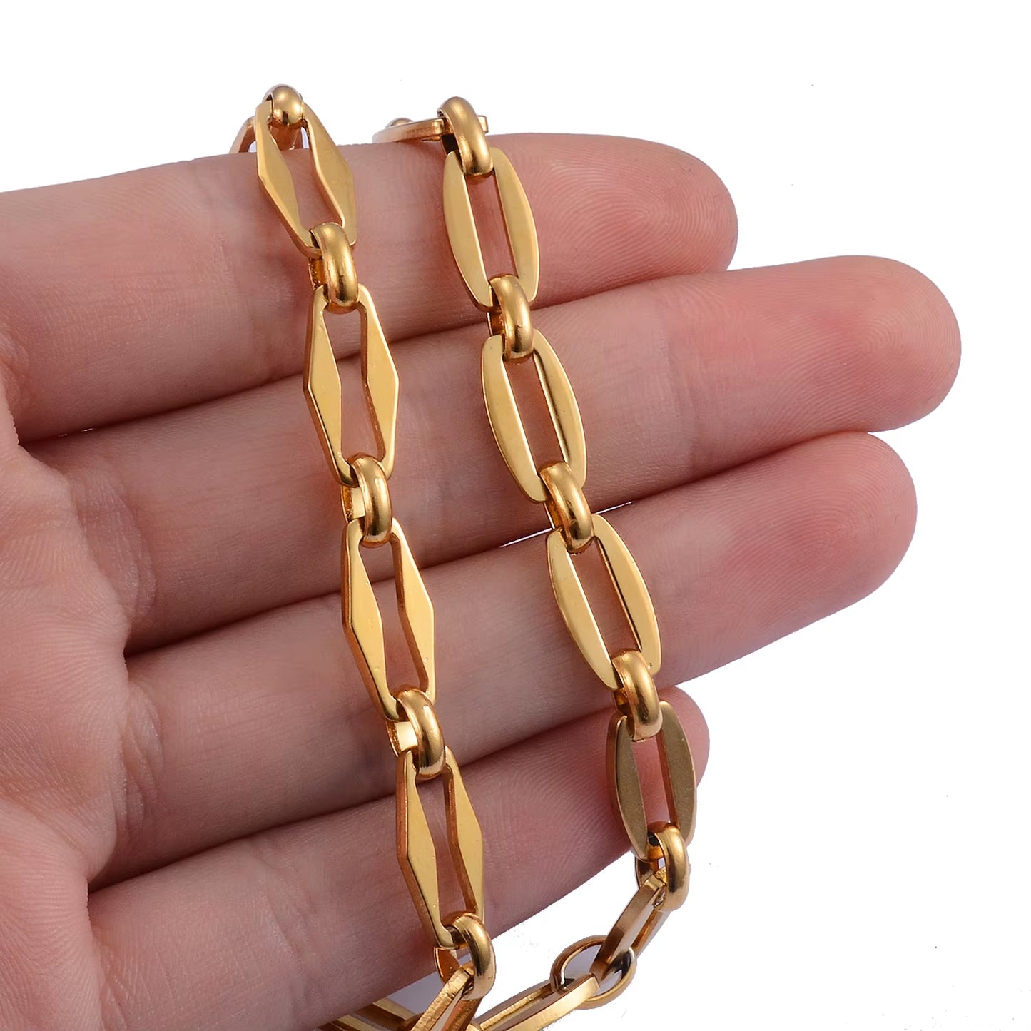 New Stainless Steel Bracelet Gold Color Personality Men'S and Women'S Jewelry Popular Hip Hop