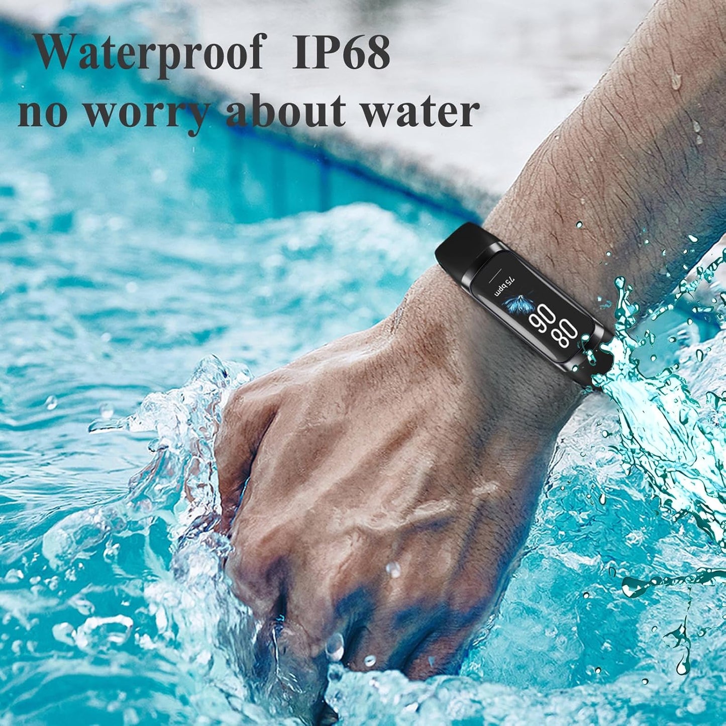 Health and Fitness Tracker for Men and Women - AMOLED Display, Slim Design, 25 Sports Modes, Heart Rate and Blood Pressure Monitor, Alarm, Stopwatch, Timer, Calorie Tracker, IP68 Waterproof