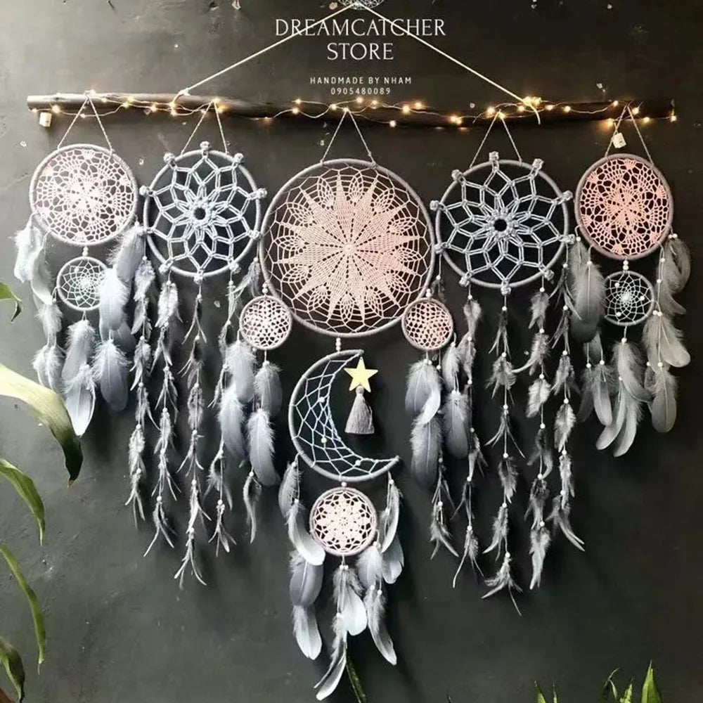 5pcs/set Dream Catchers Boho Home Decor Macrame Dream Catchers Wall Hangings Moon Ramadan Dreamcatcher Kids Nursery Ornament