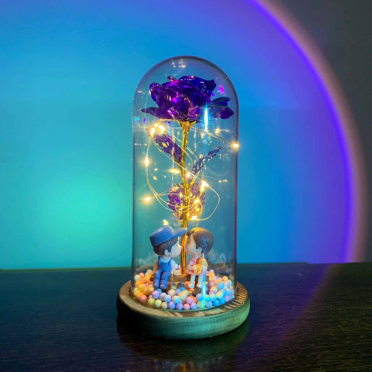 2025 LED Enchanted Galaxy Rose Eternal 24K Gold Foil Flower with Fairy String Lights in Dome for Christmas Valentine'S Day Gift
