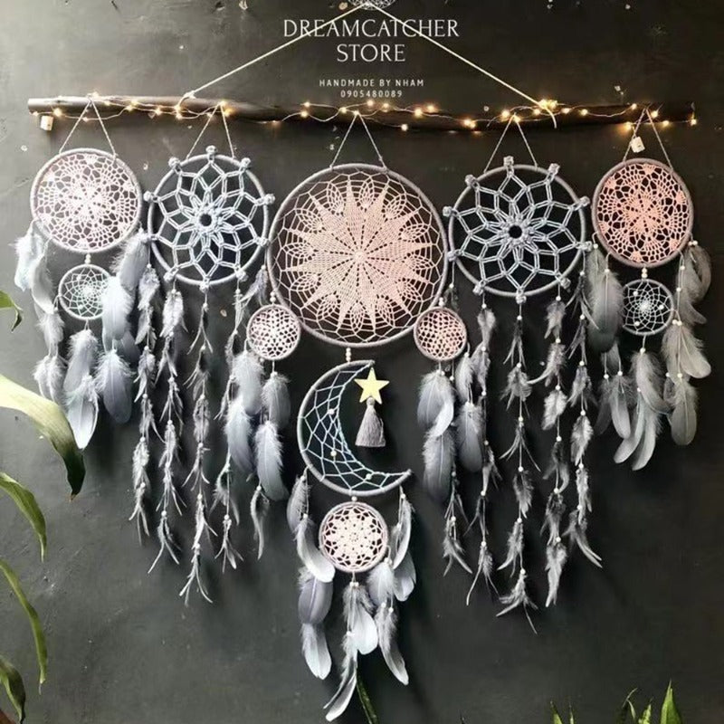5pcs/set Dream Catchers Boho Home Decor Macrame Dream Catchers Wall Hangings Moon Ramadan Dreamcatcher Kids Nursery Ornament