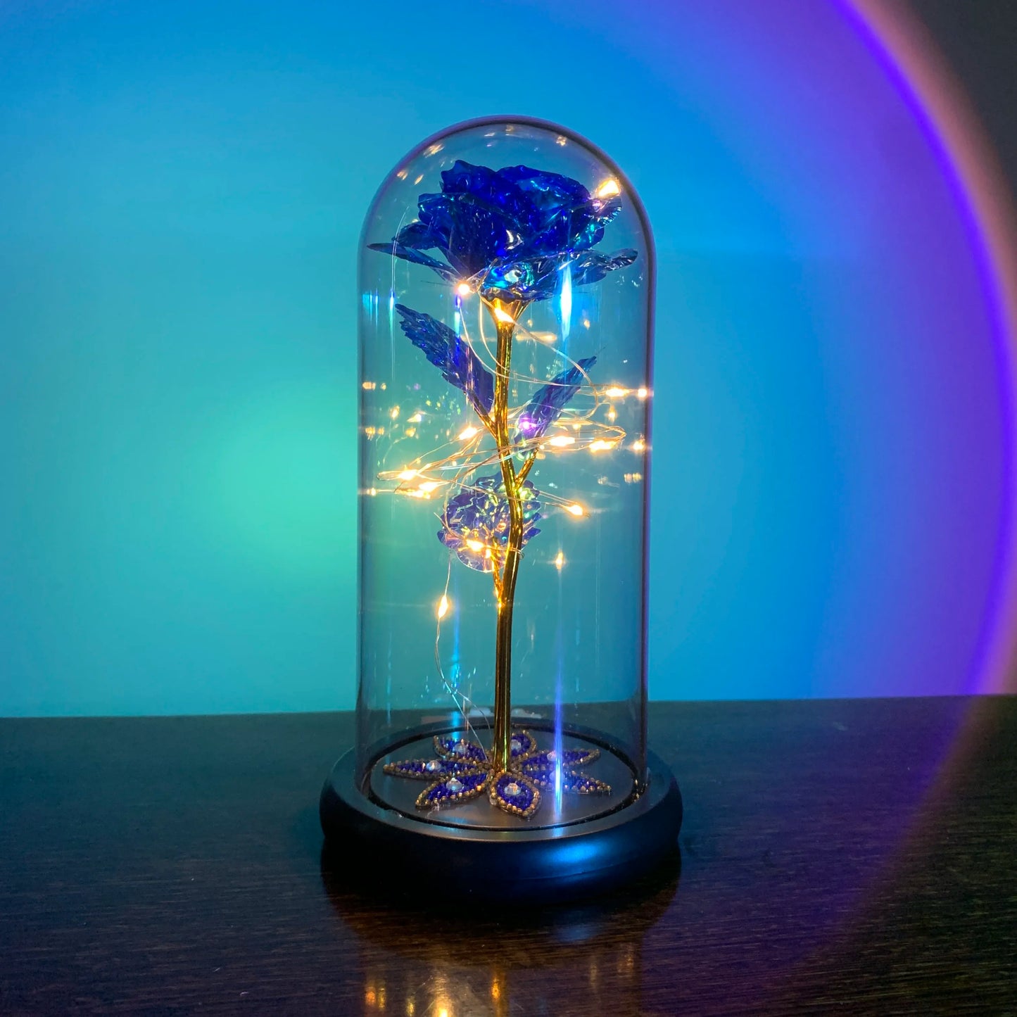 2025 LED Enchanted Galaxy Rose Eternal 24K Gold Foil Flower with Fairy String Lights in Dome for Christmas Valentine'S Day Gift