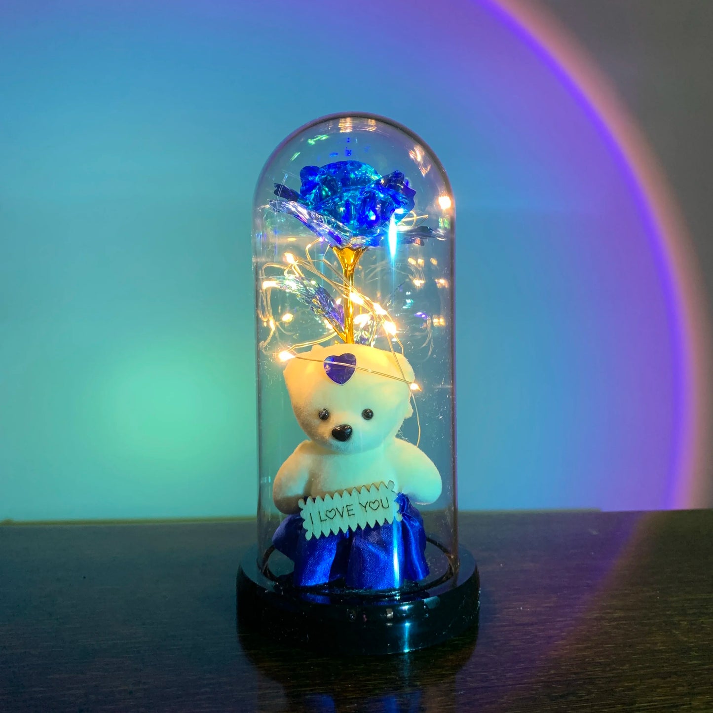 2025 LED Enchanted Galaxy Rose Eternal 24K Gold Foil Flower with Fairy String Lights in Dome for Christmas Valentine'S Day Gift