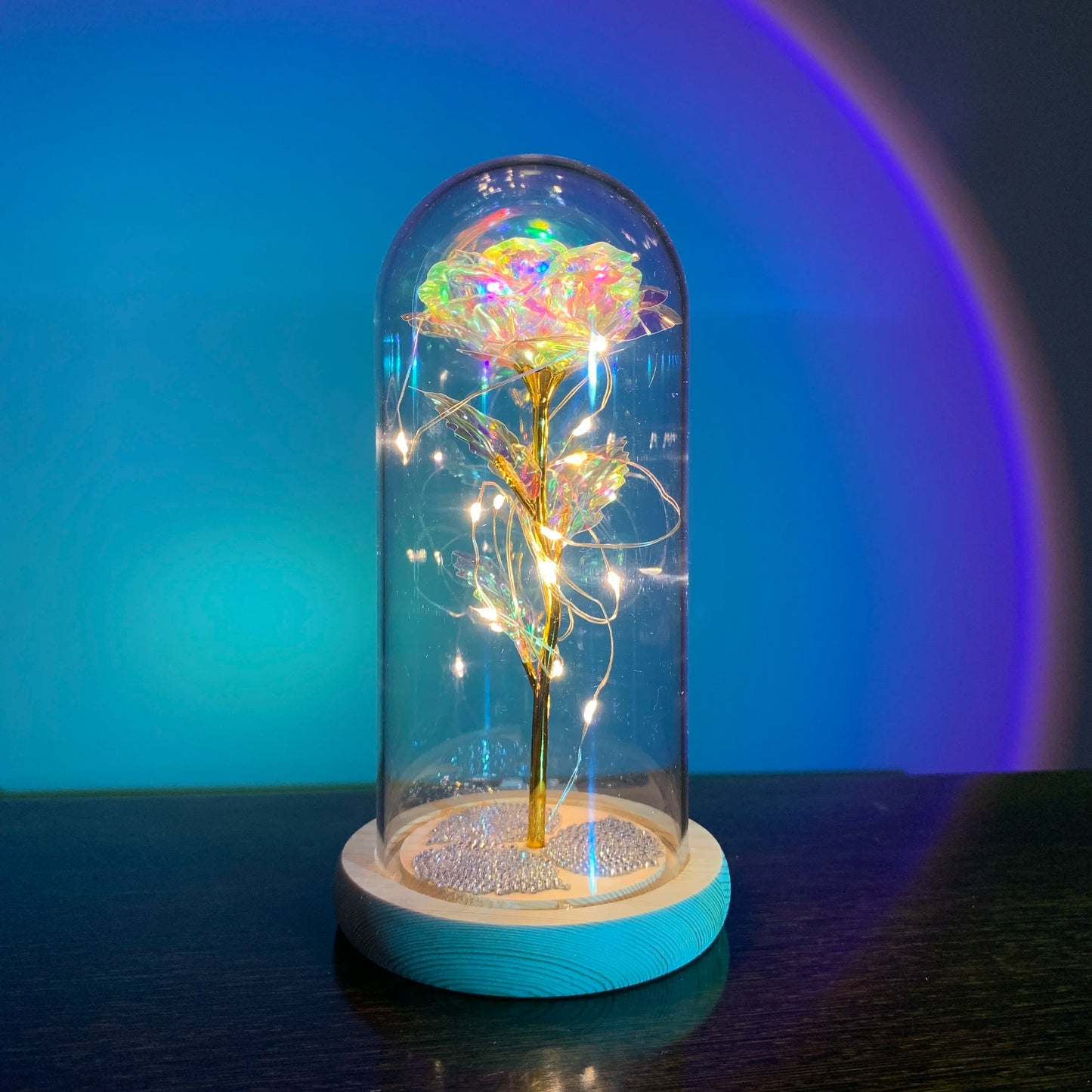 2025 LED Enchanted Galaxy Rose Eternal 24K Gold Foil Flower with Fairy String Lights in Dome for Christmas Valentine'S Day Gift