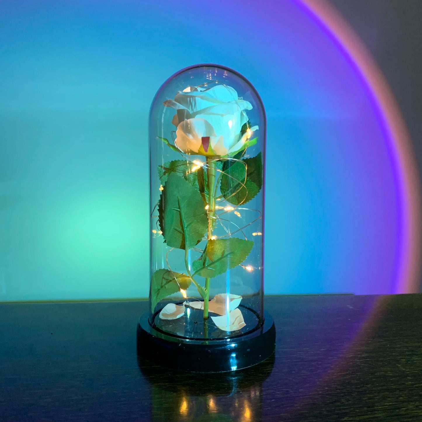 2025 LED Enchanted Galaxy Rose Eternal 24K Gold Foil Flower with Fairy String Lights in Dome for Christmas Valentine'S Day Gift