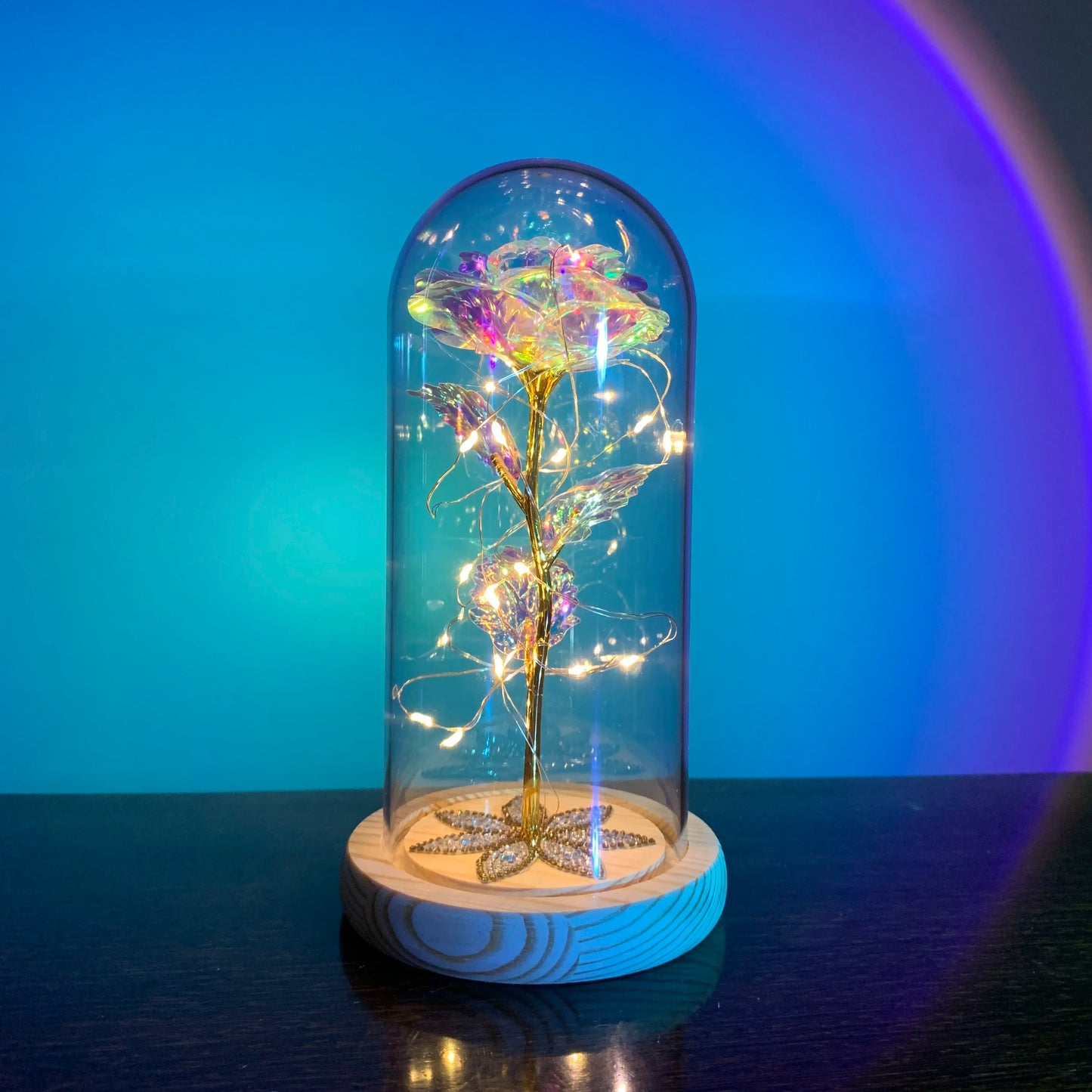 2025 LED Enchanted Galaxy Rose Eternal 24K Gold Foil Flower with Fairy String Lights in Dome for Christmas Valentine'S Day Gift
