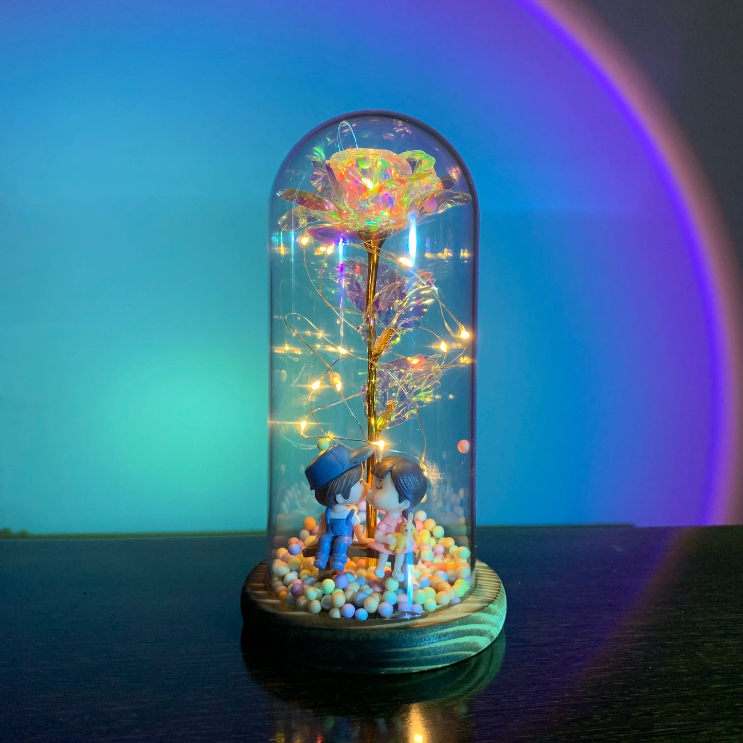 2025 LED Enchanted Galaxy Rose Eternal 24K Gold Foil Flower with Fairy String Lights in Dome for Christmas Valentine'S Day Gift