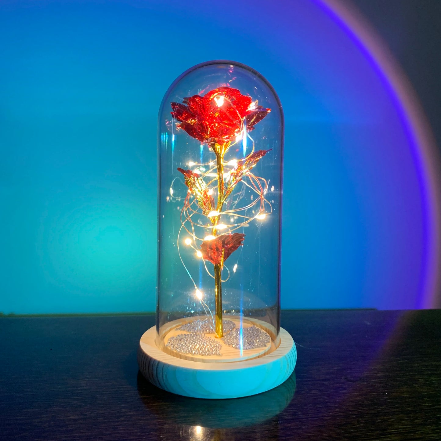 2025 LED Enchanted Galaxy Rose Eternal 24K Gold Foil Flower with Fairy String Lights in Dome for Christmas Valentine'S Day Gift