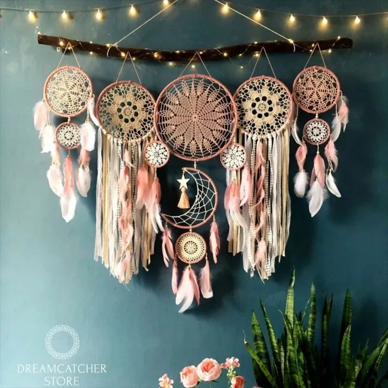 5pcs/set Dream Catchers Boho Home Decor Macrame Dream Catchers Wall Hangings Moon Ramadan Dreamcatcher Kids Nursery Ornament