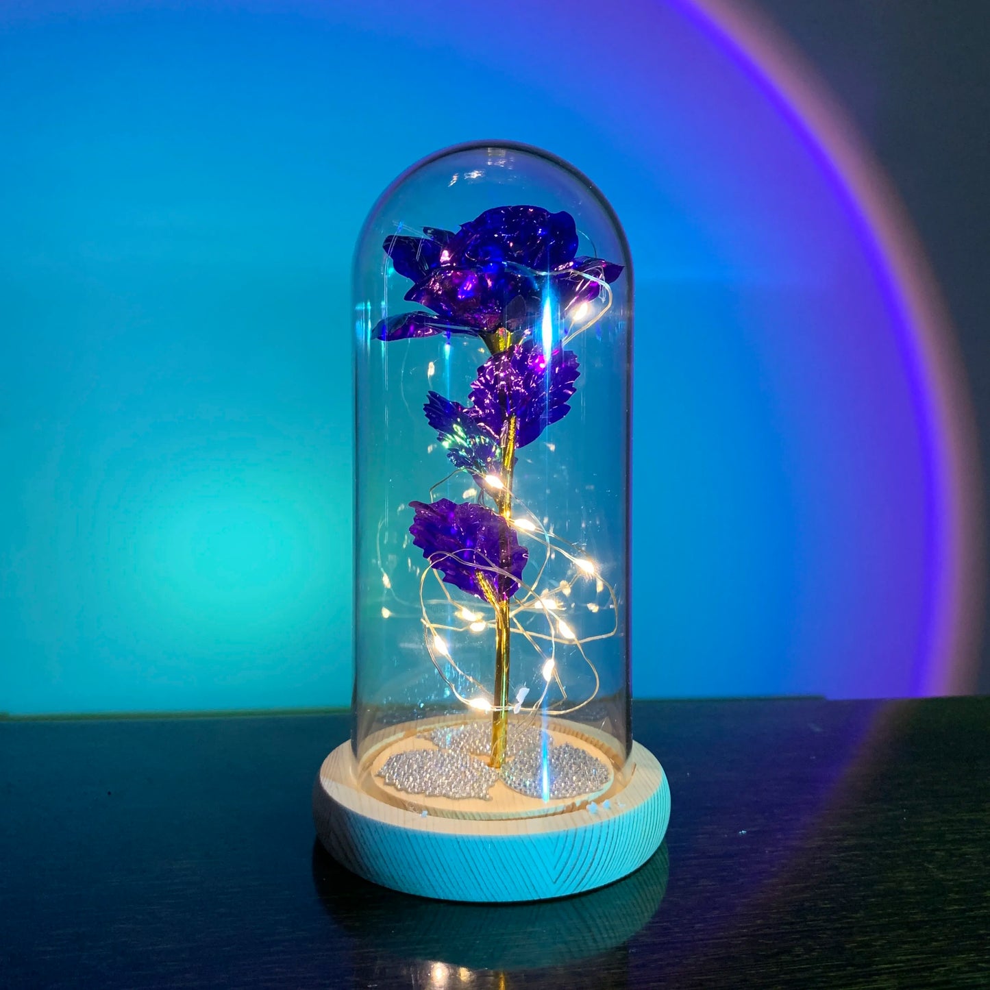 2025 LED Enchanted Galaxy Rose Eternal 24K Gold Foil Flower with Fairy String Lights in Dome for Christmas Valentine'S Day Gift