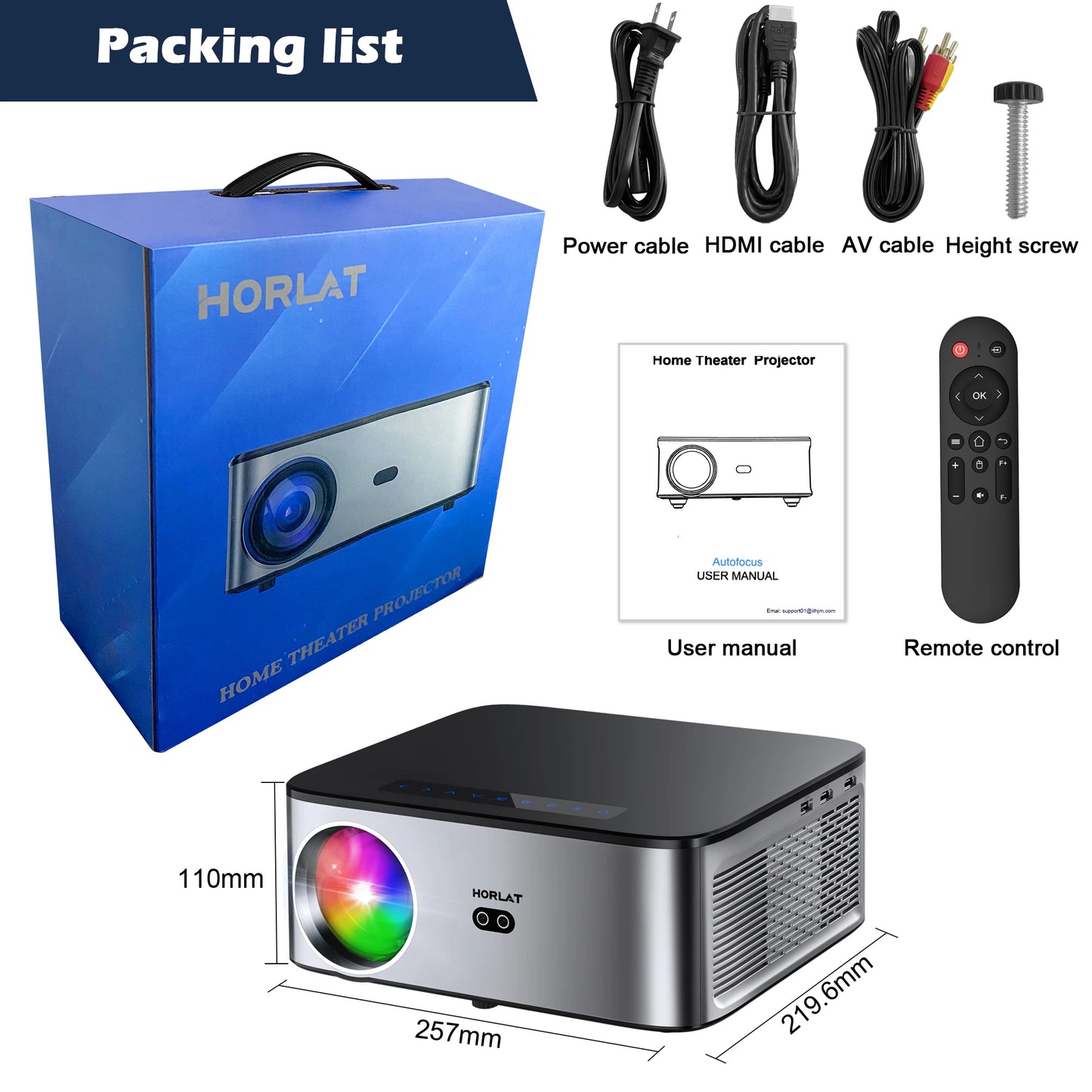 Horlat 2025 4K UHD Projector 35000 Lumens Android WiFi 6 BT5.2 64G Native1080P Full HD Home Theater Movie Projector for Netflix