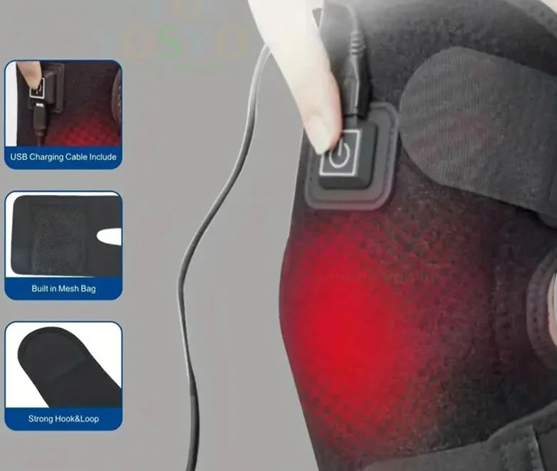Electric Shoulder Brace Heated Knee Massager Vibration Massage Black Support Strap with Adjustable Three Levels of Heating