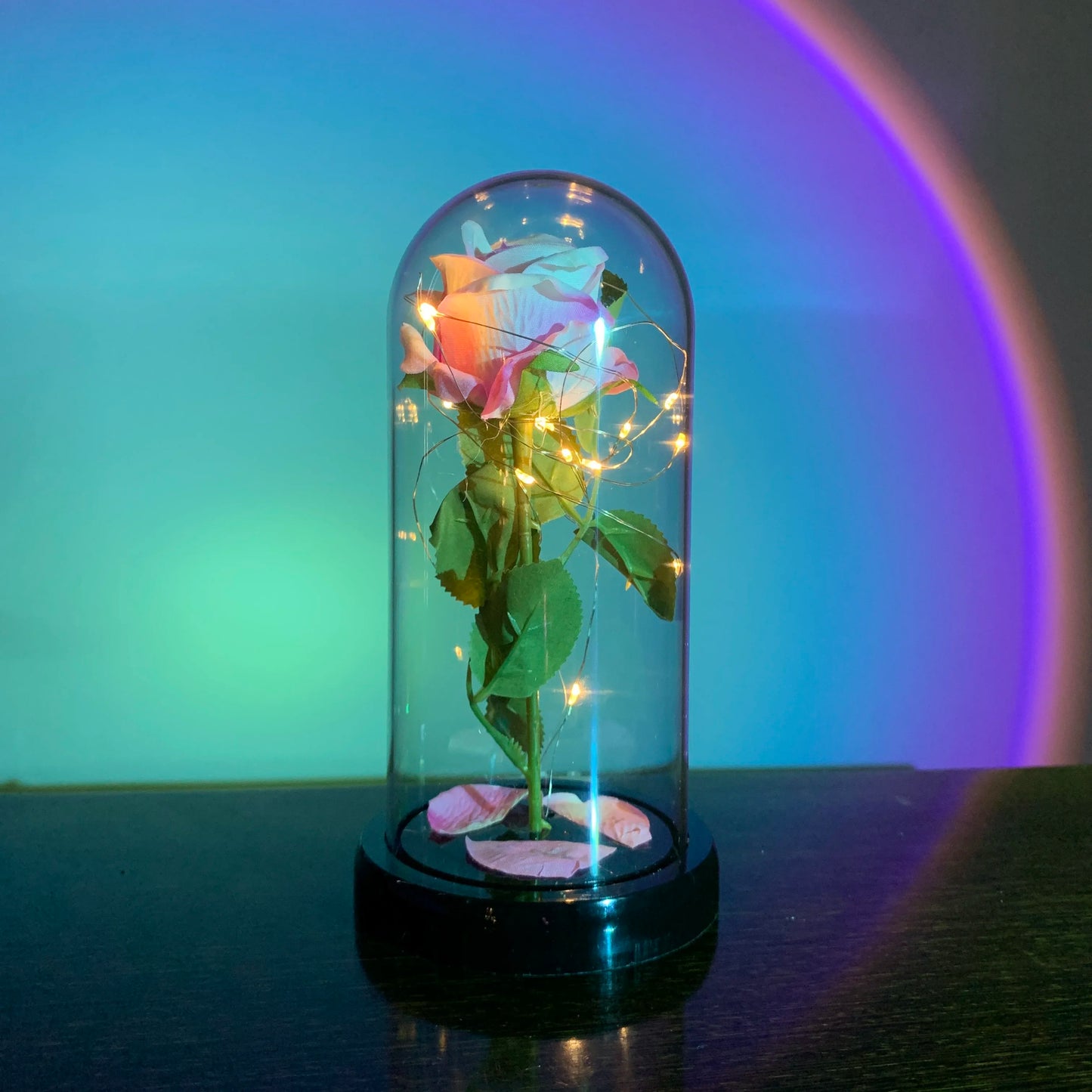 2025 LED Enchanted Galaxy Rose Eternal 24K Gold Foil Flower with Fairy String Lights in Dome for Christmas Valentine'S Day Gift