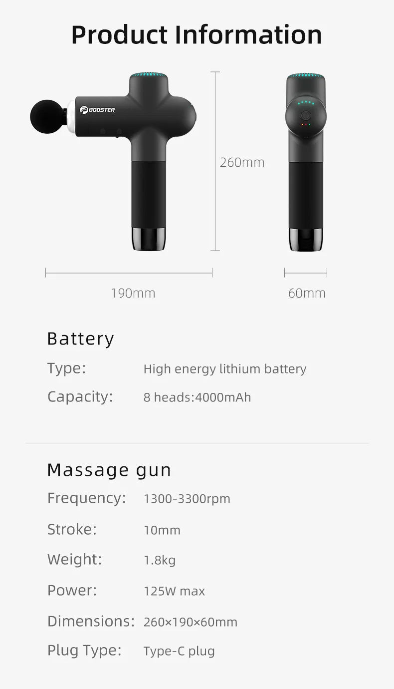 Booster Massage Gun Electric Neck Massager 7.4V Smart Hit Fascia Gun for Body Massage Relaxation Fitness Electric Muscle Massag