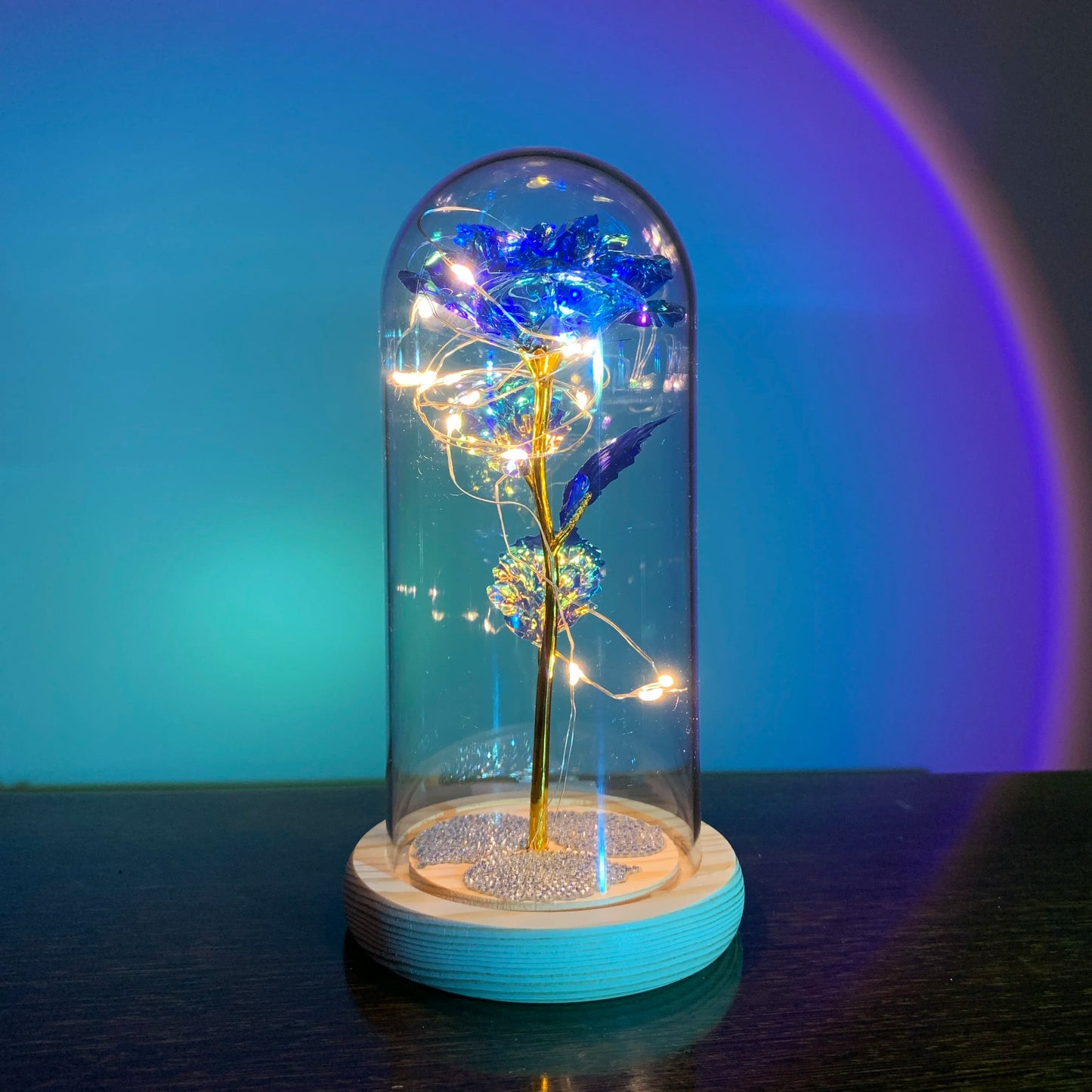 2025 LED Enchanted Galaxy Rose Eternal 24K Gold Foil Flower with Fairy String Lights in Dome for Christmas Valentine'S Day Gift