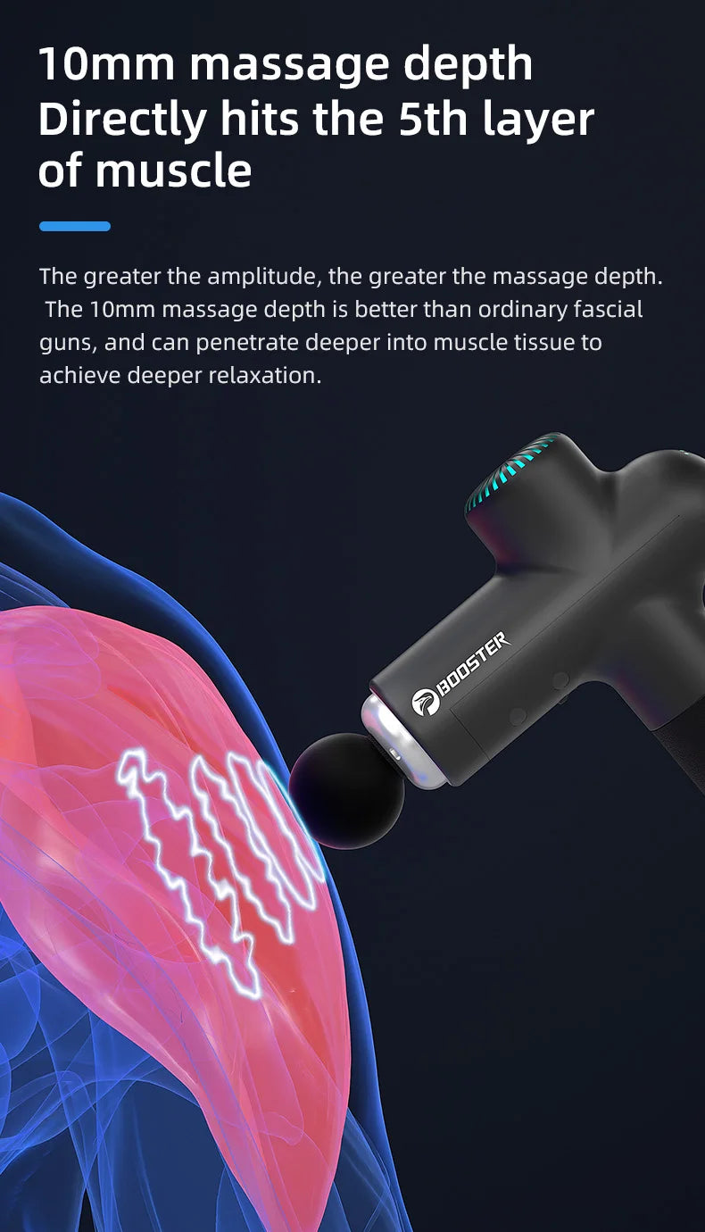 Booster Massage Gun Electric Neck Massager 7.4V Smart Hit Fascia Gun for Body Massage Relaxation Fitness Electric Muscle Massag