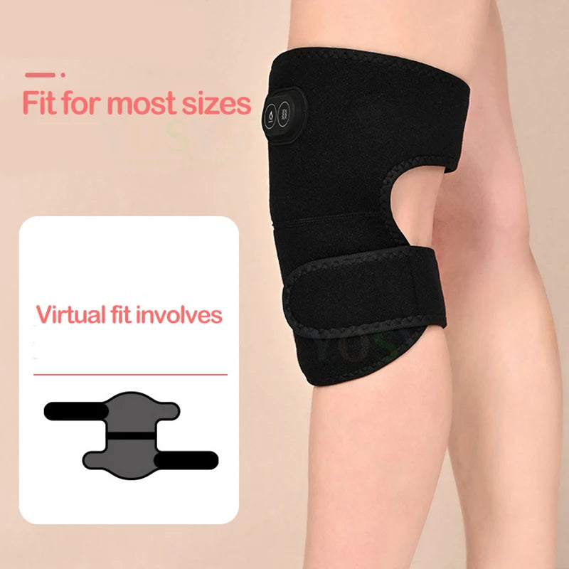 Electric Shoulder Brace Heated Knee Massager Vibration Massage Black Support Strap with Adjustable Three Levels of Heating
