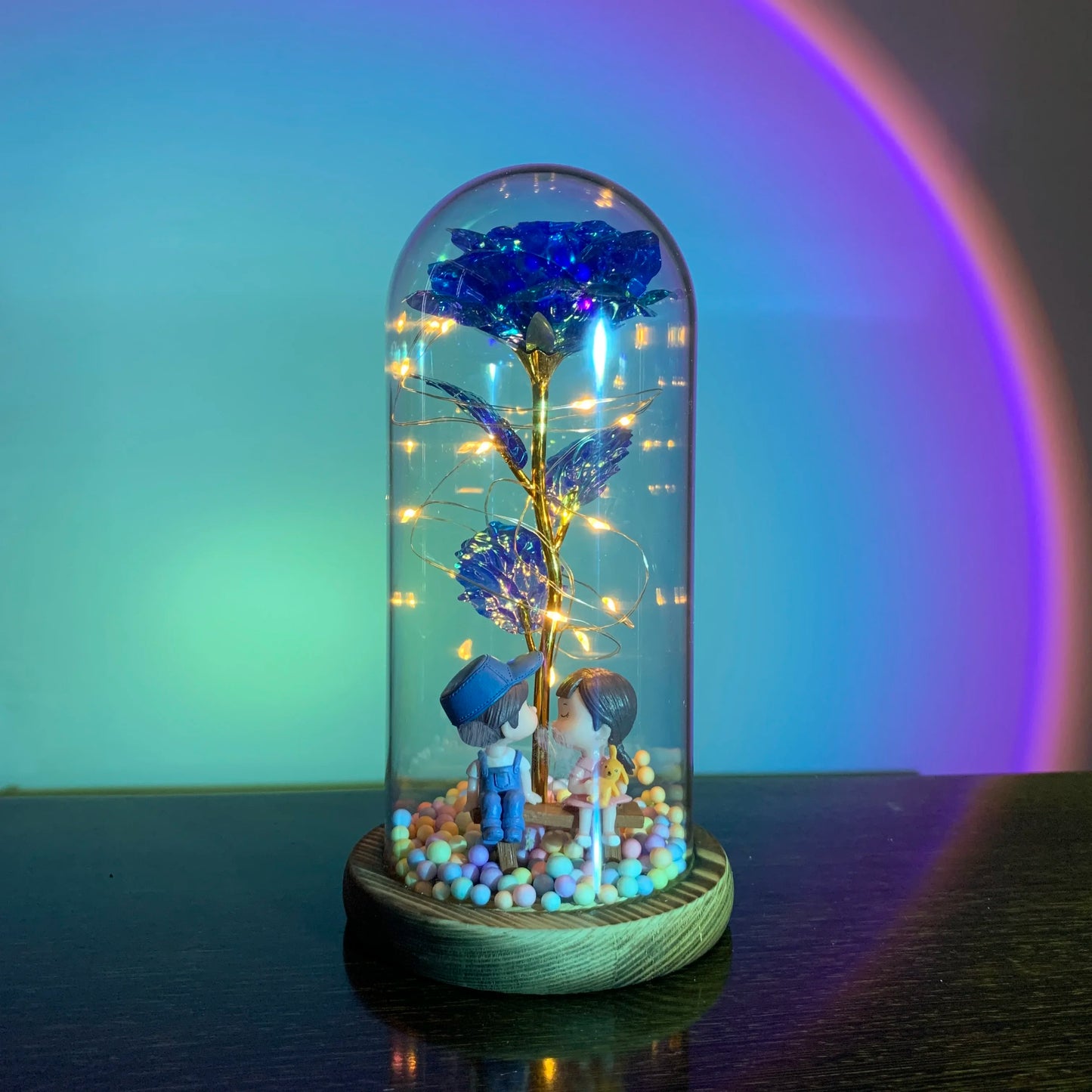 2025 LED Enchanted Galaxy Rose Eternal 24K Gold Foil Flower with Fairy String Lights in Dome for Christmas Valentine'S Day Gift