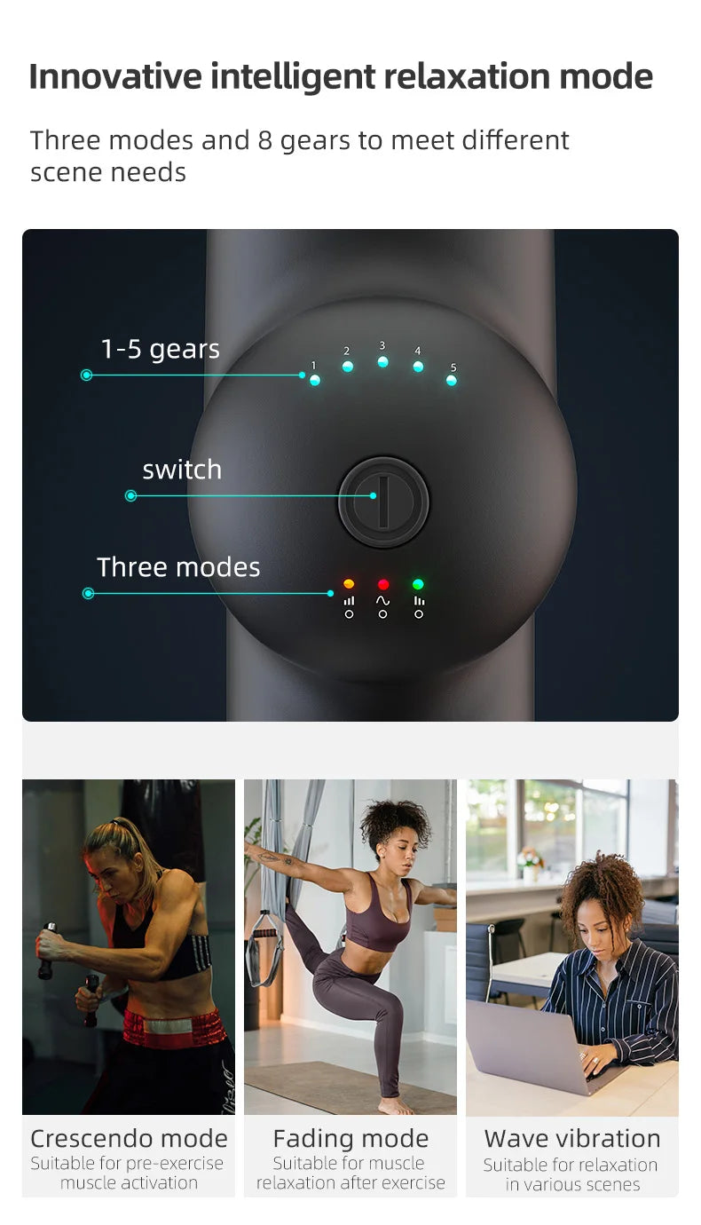 Booster Massage Gun Electric Neck Massager 7.4V Smart Hit Fascia Gun for Body Massage Relaxation Fitness Electric Muscle Massag