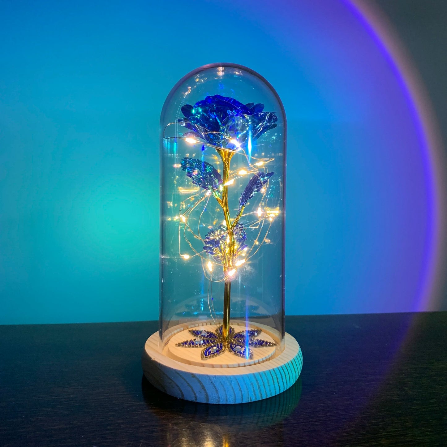 2025 LED Enchanted Galaxy Rose Eternal 24K Gold Foil Flower with Fairy String Lights in Dome for Christmas Valentine'S Day Gift