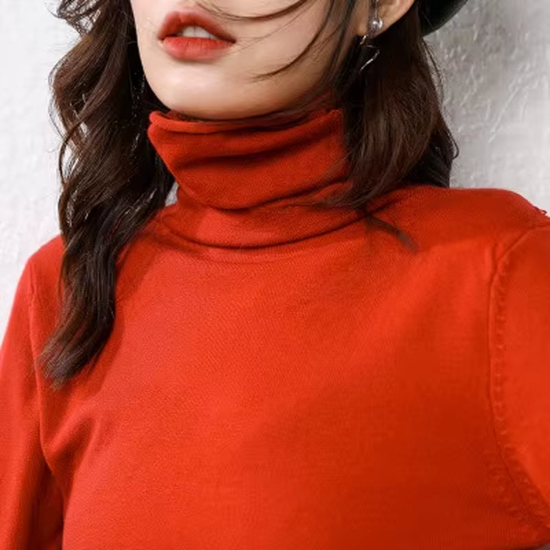 2025 Autumn Winter New Sweater Women Turtleneck Sweater Knitted Pullover Female Sweater Casual Solid Sweaters Top Кофта Женская