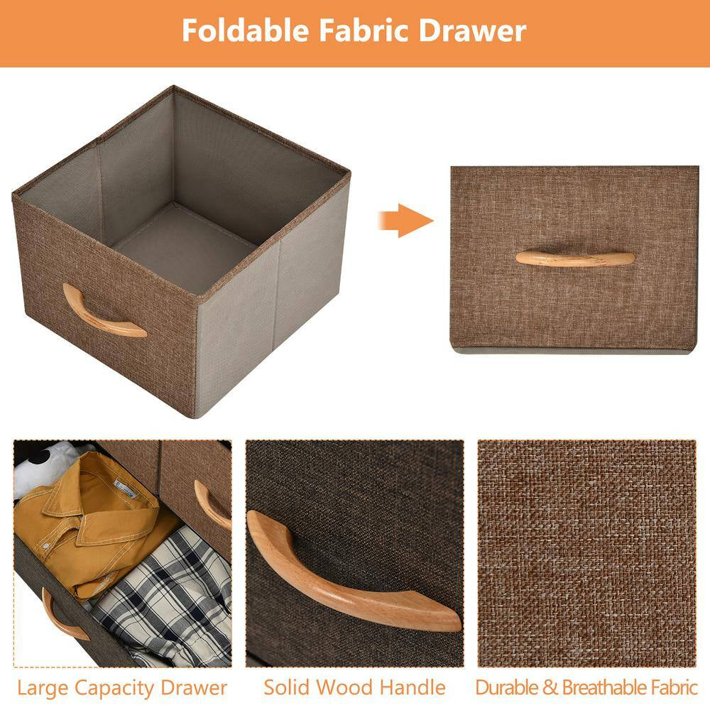 7-Drawer Cream Dresser Storage with Wooden Top 31 In. X 31.5 In. X 11.5 In.