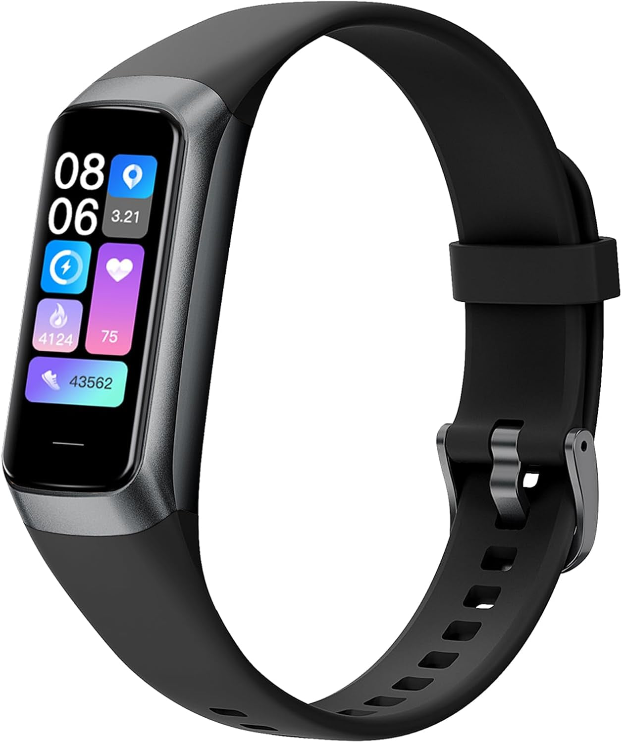 Health and Fitness Tracker for Men and Women - AMOLED Display, Slim Design, 25 Sports Modes, Heart Rate and Blood Pressure Monitor, Alarm, Stopwatch, Timer, Calorie Tracker, IP68 Waterproof